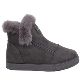 Tênis cinza de cano alto com pelo W19-29 Gray Tênis cinza de cano alto com pelo W19-29 Gray