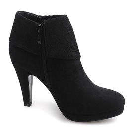 Botas elegantes em renda de salto alto 6-67 pretas preto