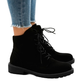 Botas de camurça preta com atacadores HJ99-103 preto Botas de camurça preta com atacadores HJ99-103 preto