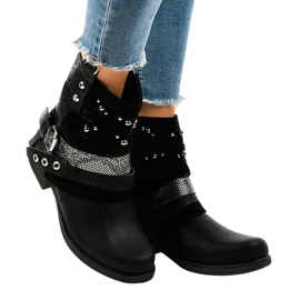 Botas pretas com isolamento, A-351 ricamente decoradas preto