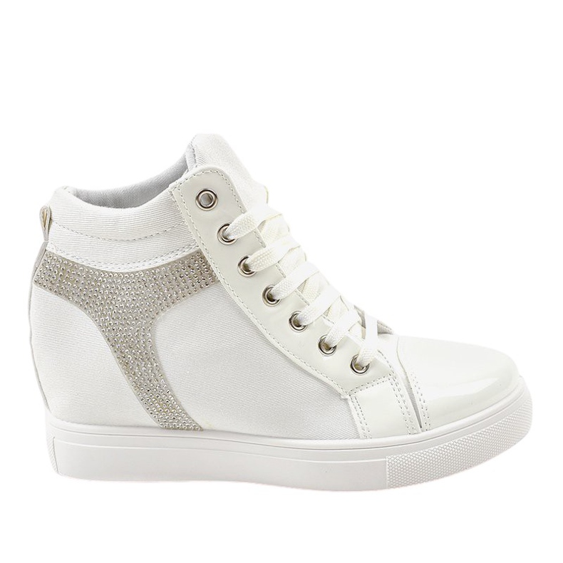 Tênis de cunha branca com lantejoulas AN2959 branco