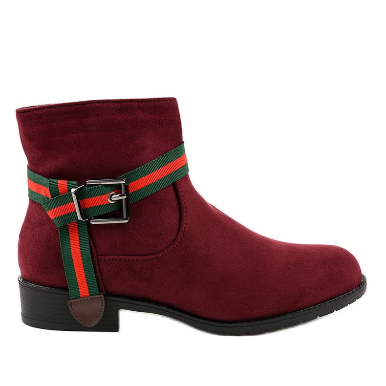 Botas de camurça marrom no poste com fivela 6119 vermelho