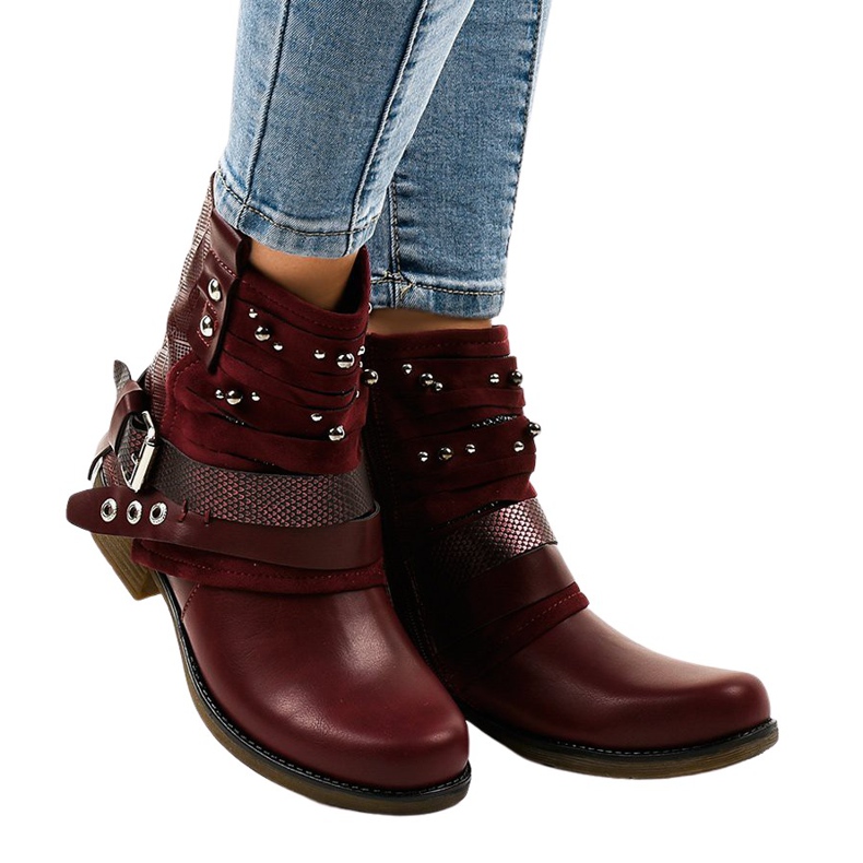 Botas marrons quentes, A-351 ricamente decoradas vermelho Botas marrons quentes, A-351 ricamente decoradas vermelho