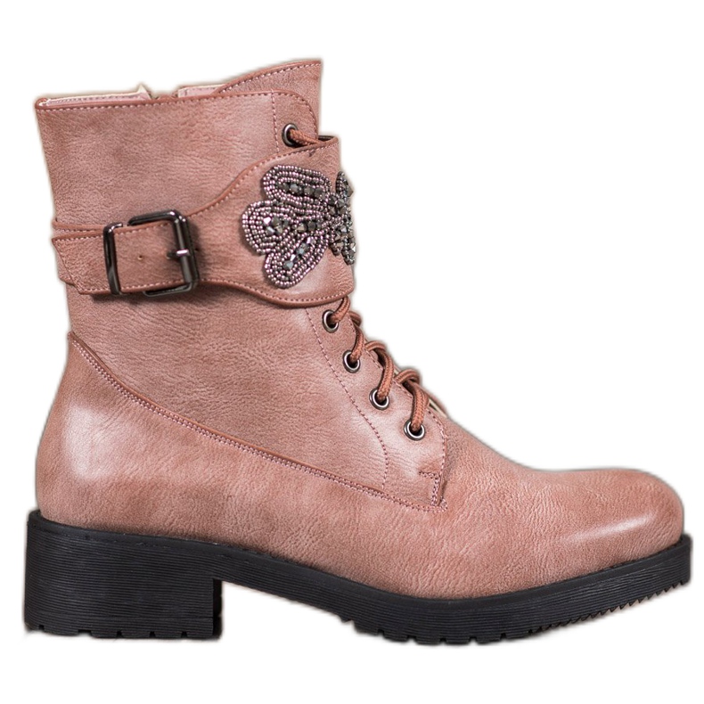 Super Me Botas de amarrar com enfeite rosa