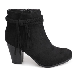 Botas de camurça em barra com franjas pretas B324 preto Botas de camurça em barra com franjas pretas B324 preto
