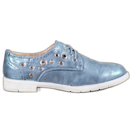 SHELOVET Sapatos amarrados com couro ecológico azul