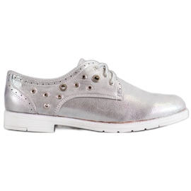 SHELOVET Sapatos amarrados com couro ecológico cinza SHELOVET Sapatos amarrados com couro ecológico cinza