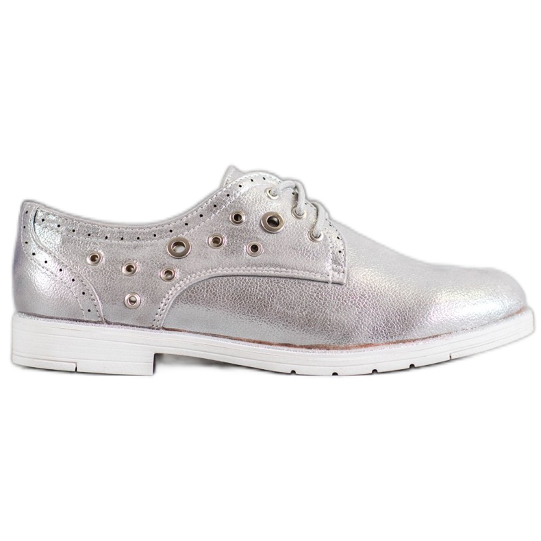 SHELOVET Sapatos amarrados com couro ecológico cinza