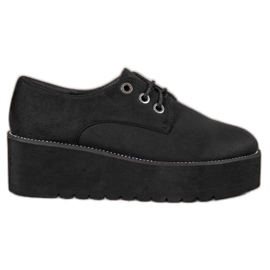 SHELOVET Sapatos de camurça na plataforma preto