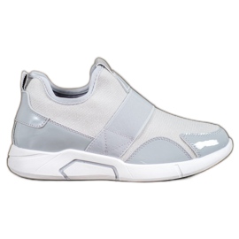 Ideal Shoes Tênis Moda Slip-On cinza