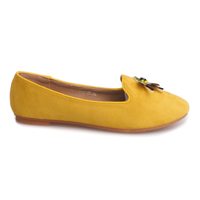 Bailarinas de camurça com couro cabeludo amarelo 9988