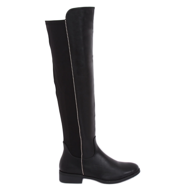 Botas de equitação com parte superior flexível preta 17005A-128 Black preto Botas de equitação com parte superior flexível preta 17005A-128 Black preto