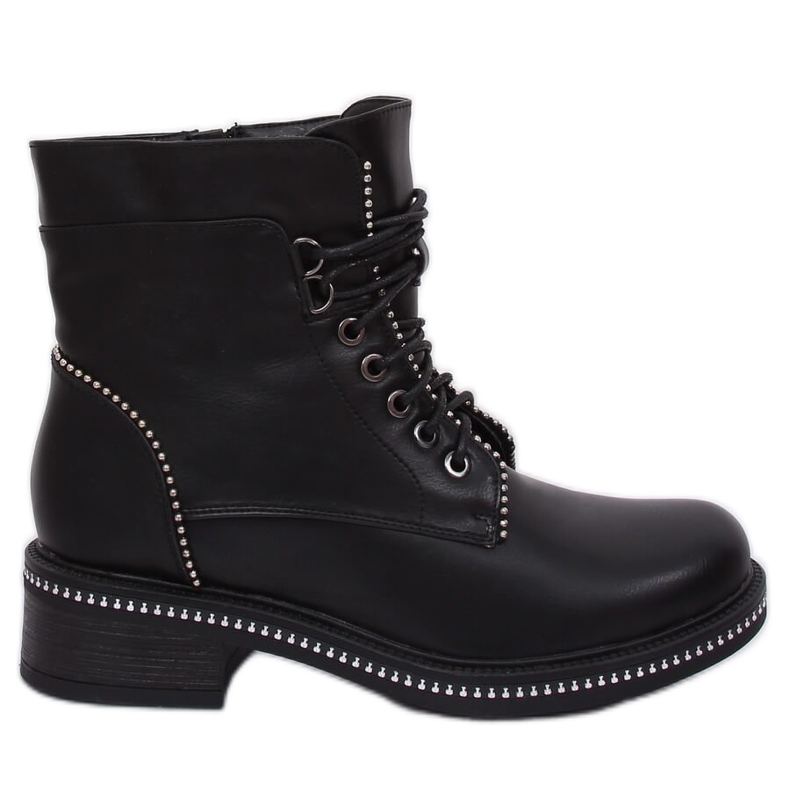 Botas pretas com cordões para mulheres C137 pretas preto