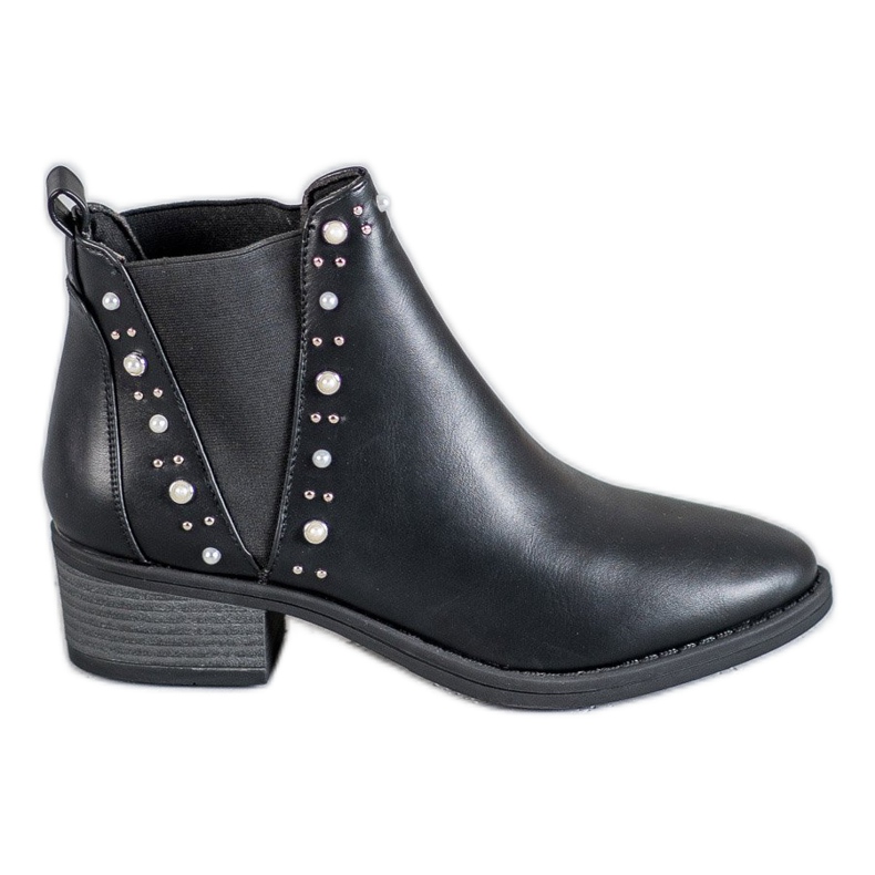 Coco Perla Botas Com Pérolas preto