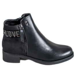Ideal Shoes Botas pretas de salto plano preto