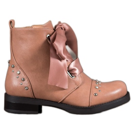 Bestelle Botas amarradas com fita rosa
