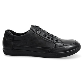 Sapatos de couro com atacadores LJ19 pretos