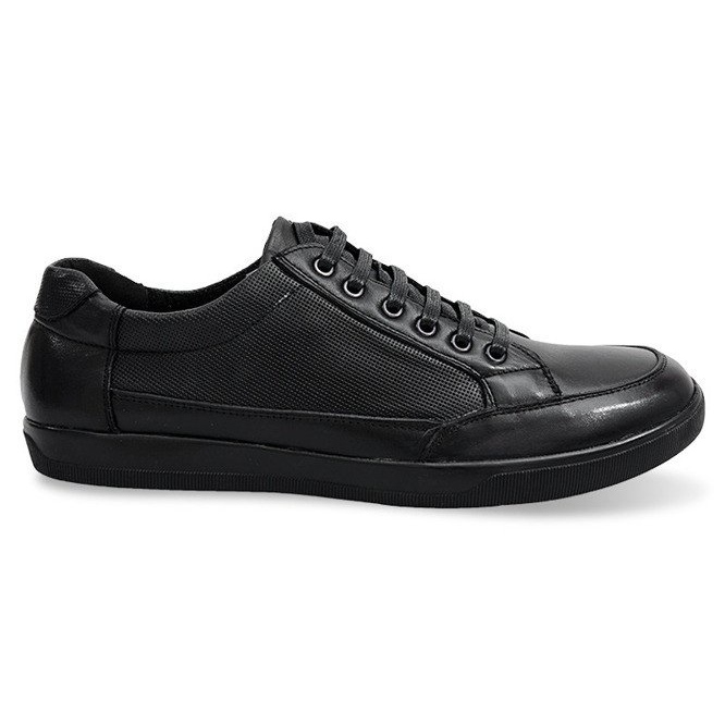 Sapatos de couro com atacadores LJ19 pretos