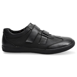 Sapatos de couro com atacadores LJ21 pretos
