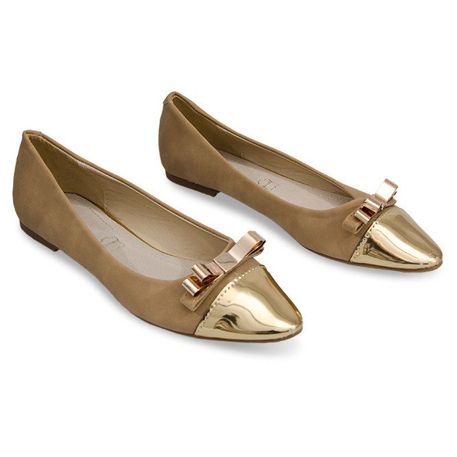 Belas bailarinas com arco de metal A571 Khaki cáqui