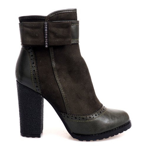 Botas elegantes com fivela em um poste 1741 Khaki cáqui verde
