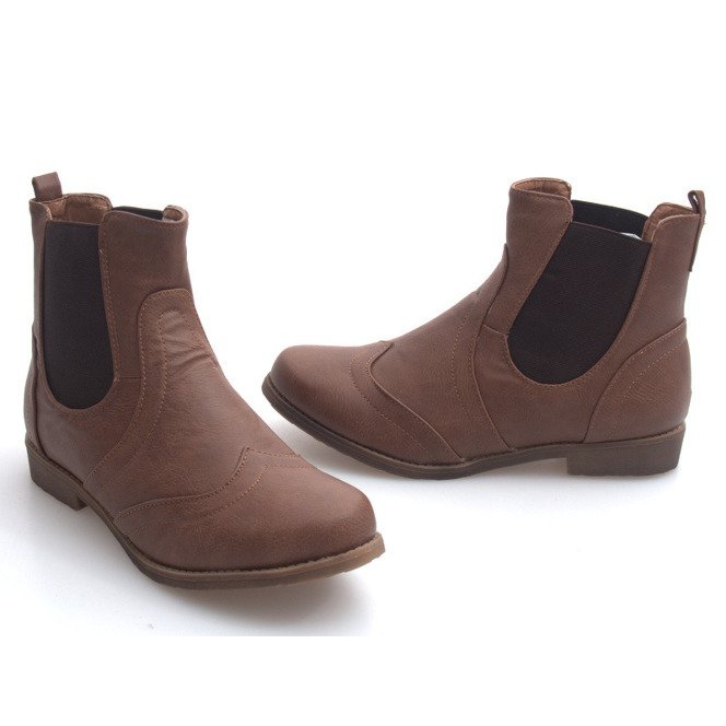 Botas elegantes com elástico Q314CAMEL castanho