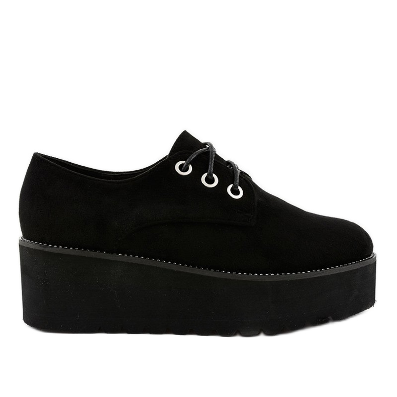 Creepers pretos femininos cunhas 1681
