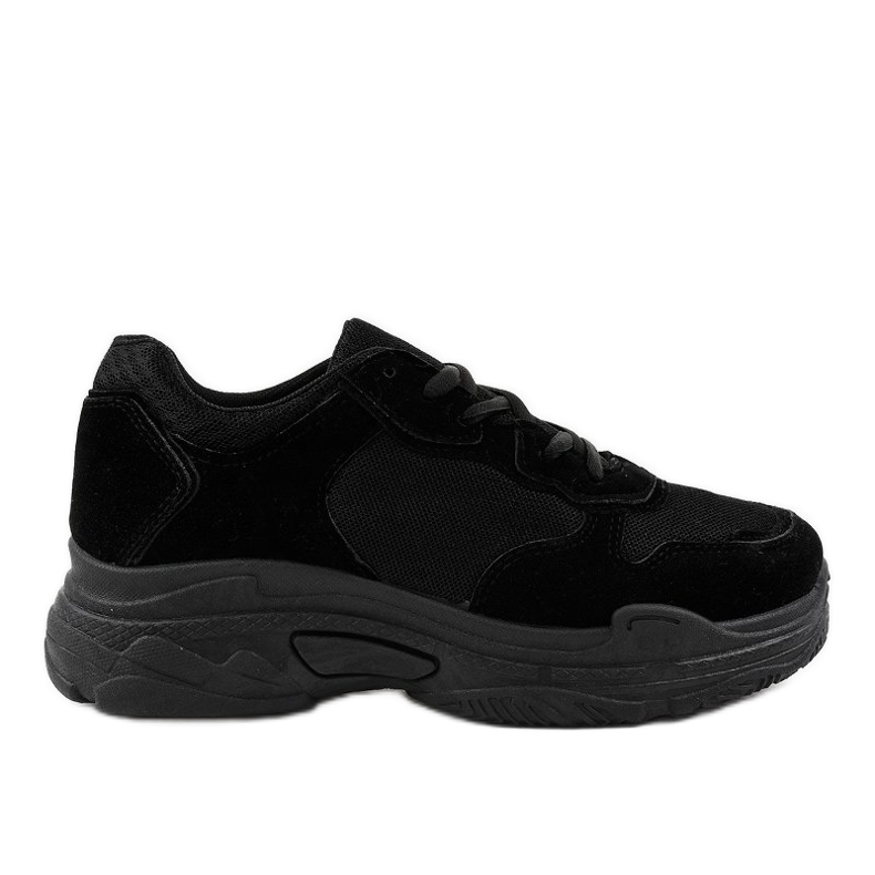 Sapatos esportivos femininos de camurça preta R-372 preto