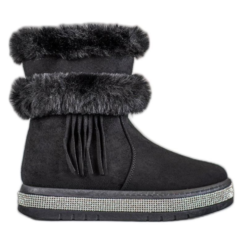 SHELOVET Botas de neve com franjas preto