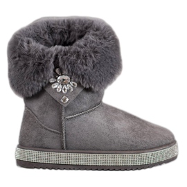 SHELOVET Botas de neve com zircônia cúbica cinza