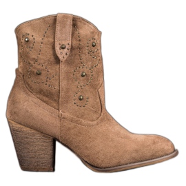Small Swan Botas de cowboy de salto alto castanho