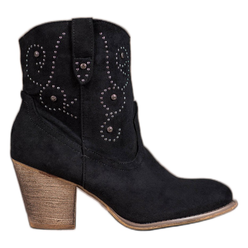 Small Swan Botas de cowboy de salto alto preto