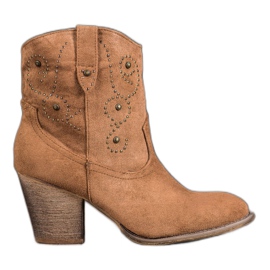 Small Swan Botas de cowboy de salto alto marrom