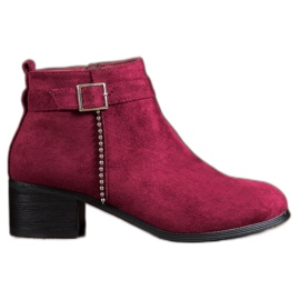 SHELOVET Botas de camurça de salto alto vermelho