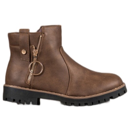Jumex Botas Com Zíper Decorativo marrom