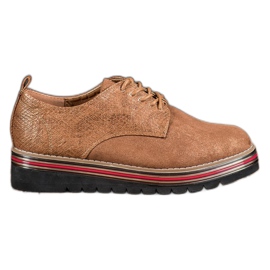 SHELOVET Sapatos na plataforma de impressão de cobra marrom