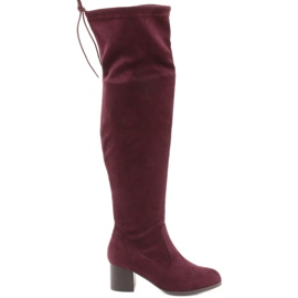 M.Daszyński Botas de camurça acima do joelho vermelho