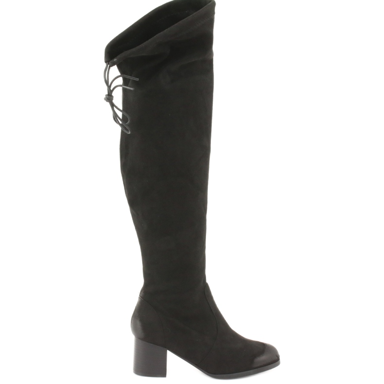 M.Daszyński Camurça preta sobre as botas de joelho 1715 preto