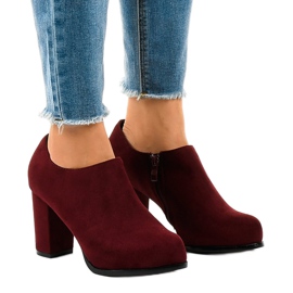 Botins de camurça marrom com zíper JM-9 vermelho