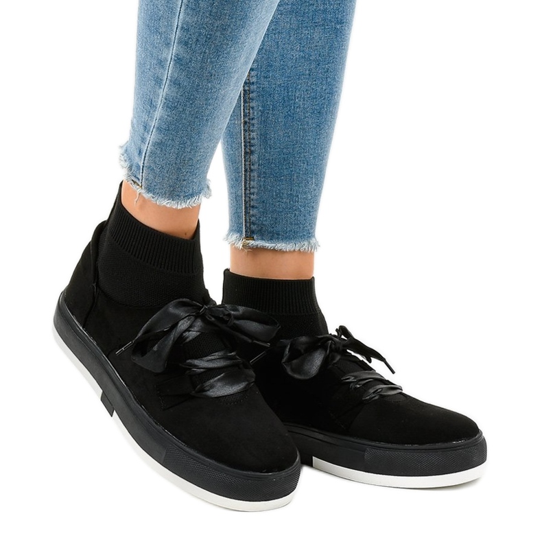 Tênis de cano alto preto CH-95 fita