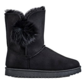 SHELOVET Mukluki com pompom preto