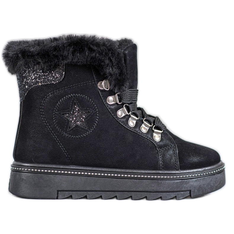 SHELOVET Botas pretas de amarrar preto