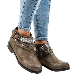 Botas marrons decoradas com zíper LL178 marrom