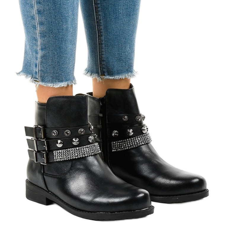 Botas pretas ricamente decoradas LL179 preto
