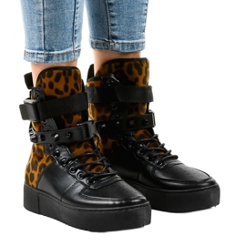 Tênis plano preto Y-205 multicolorido