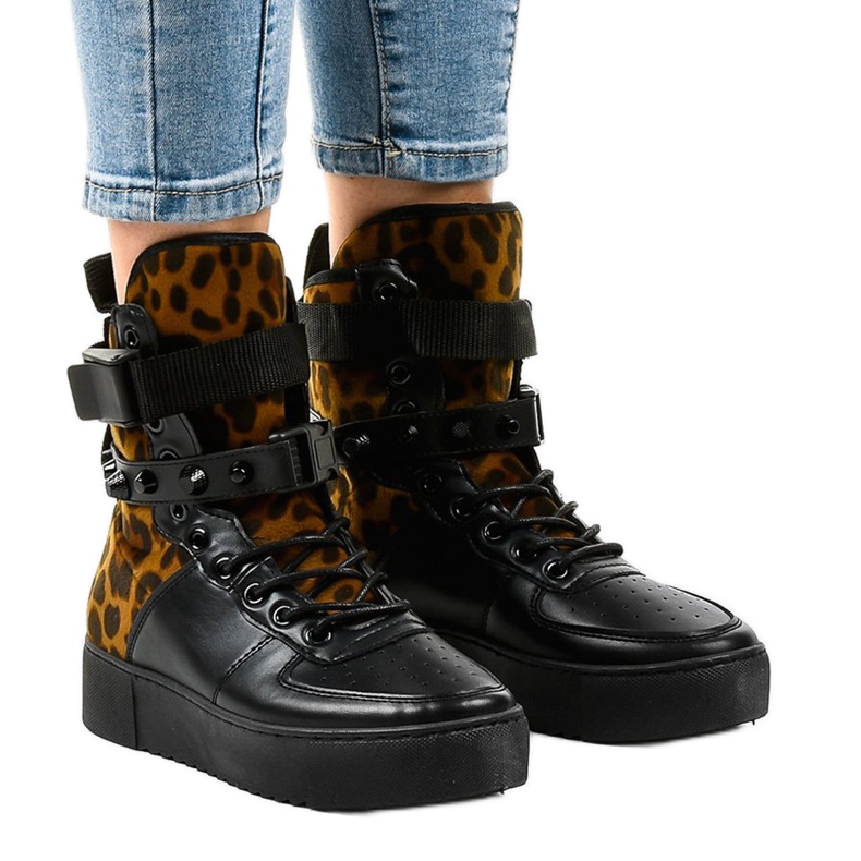 Tênis plano preto Y-205 multicolorido