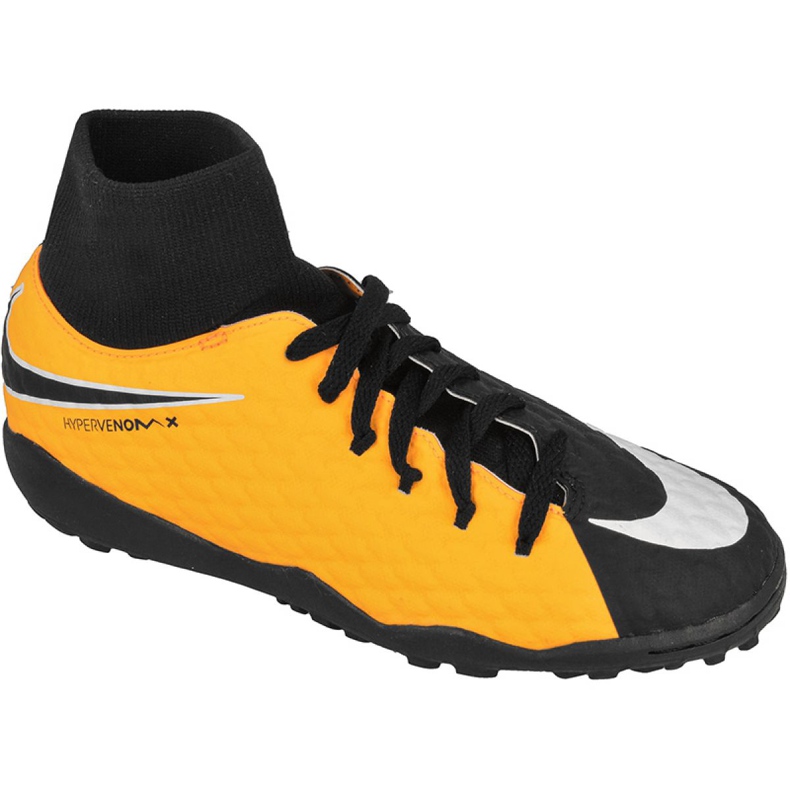 Chuteiras Nike HypervenomX Phelon Iii Df Tf Jr 917775-801 multicolorido amarelo