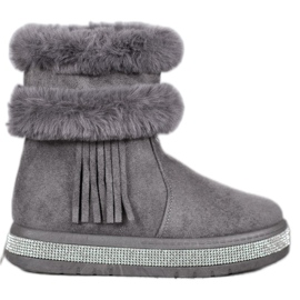SHELOVET Botas de neve com franjas cinza