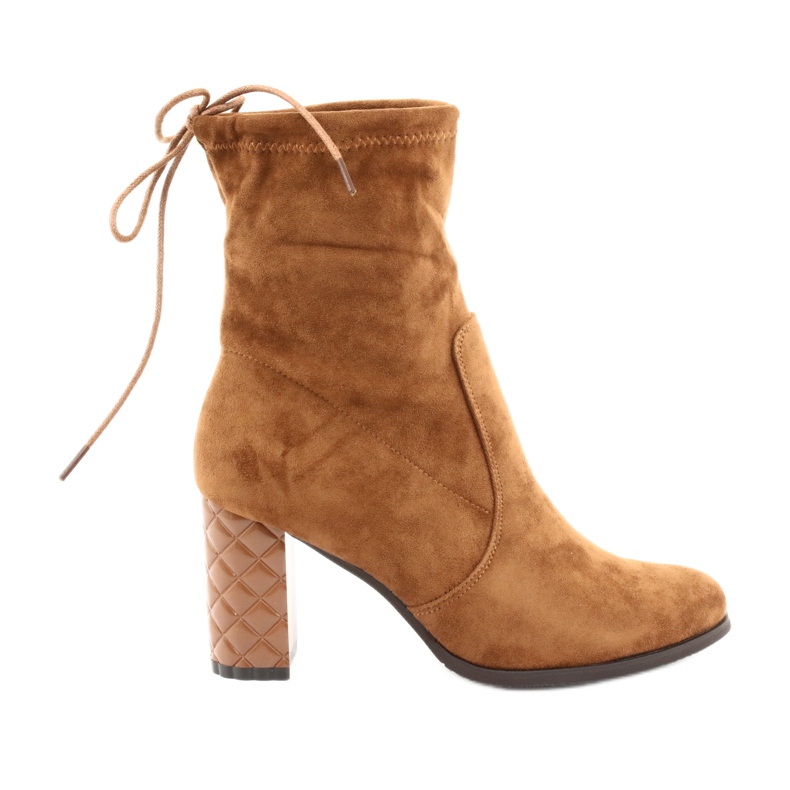 M.Daszyński Botas de camurça de Daszyński em um calcanhar decorativo 154 camelo castanho