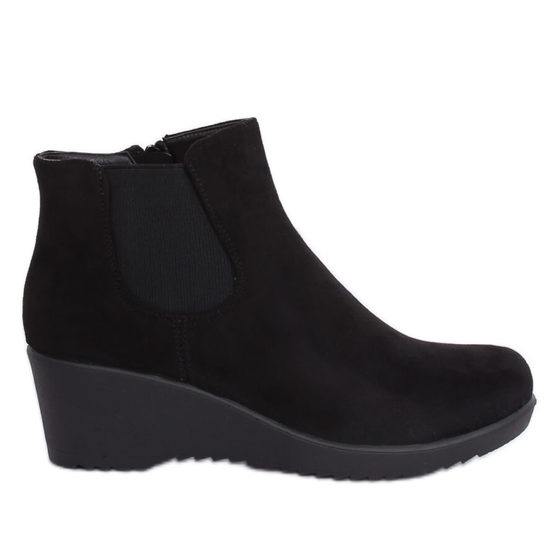 Botas pretas pretas de cunha L3065 pretas preto